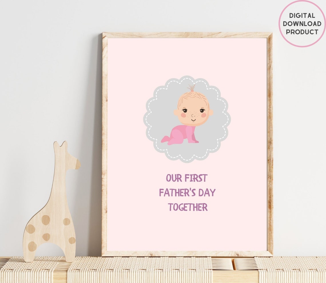 Our First Father's Day Together Pink Baby Girl Keepsake Poster