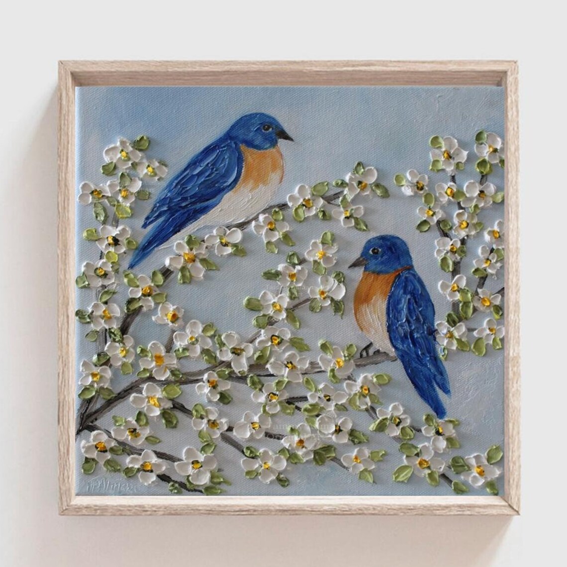 Custom Bluebirds And Spring Blossoms Art Print