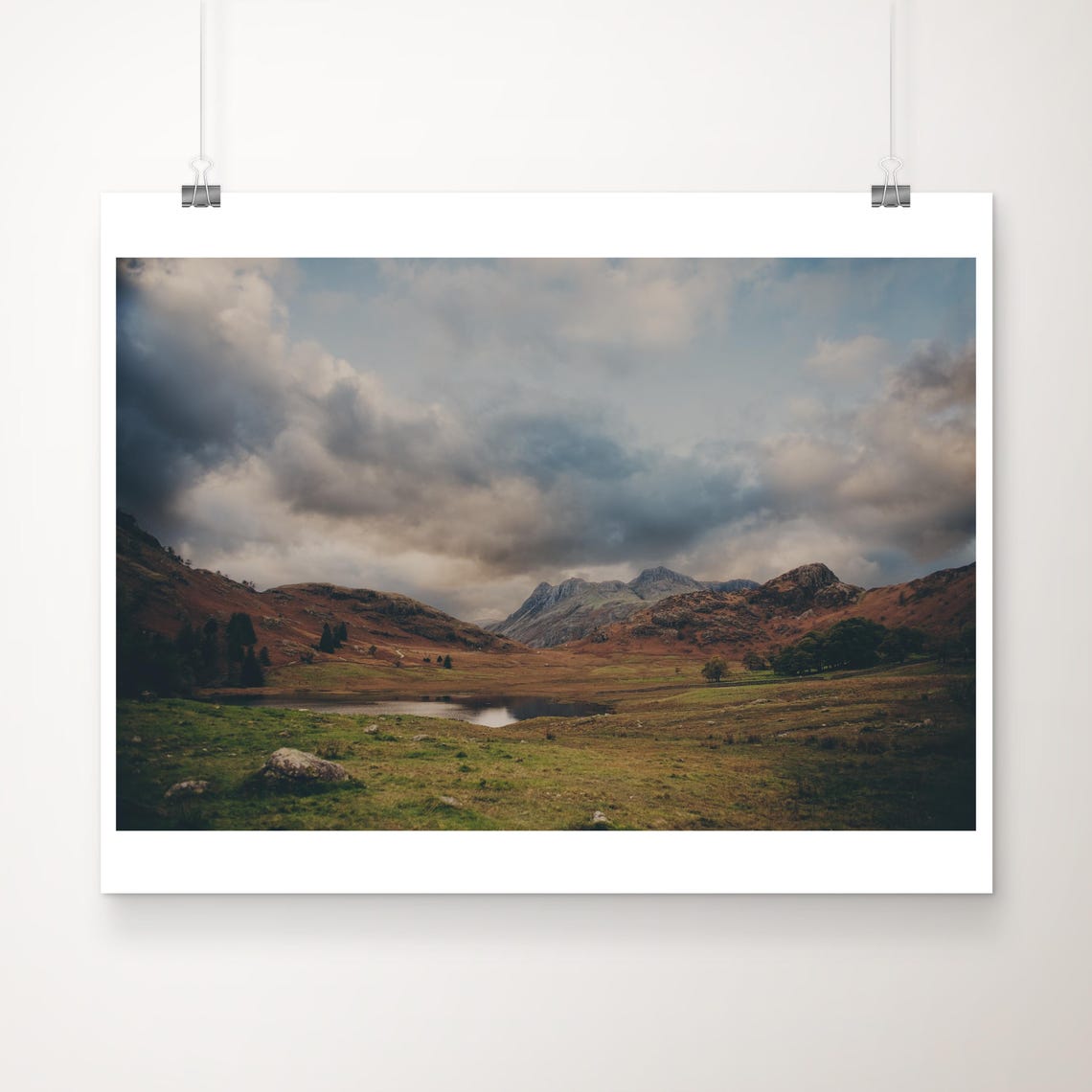 Blea Tarn Lake District Moody Mountain Landscape Photo Art Poster