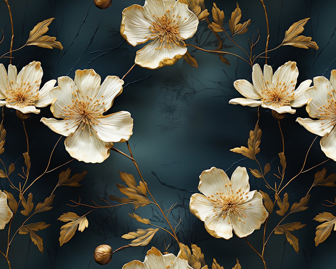 Delicate Blossoms Flowers, Floral Masterpiece Art - Image 2