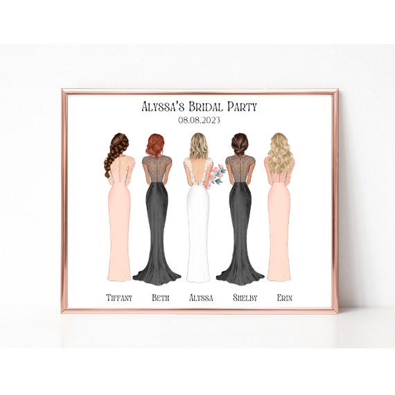 Bridal Party Portrait Bridesmaids Wedding Day Keepsake Poster