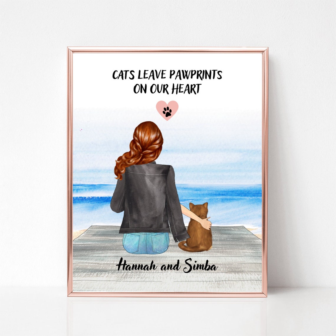 Cat Mom With Cat On Dock Custom Portrait Gift For Cat Lovers Poster - Image 2