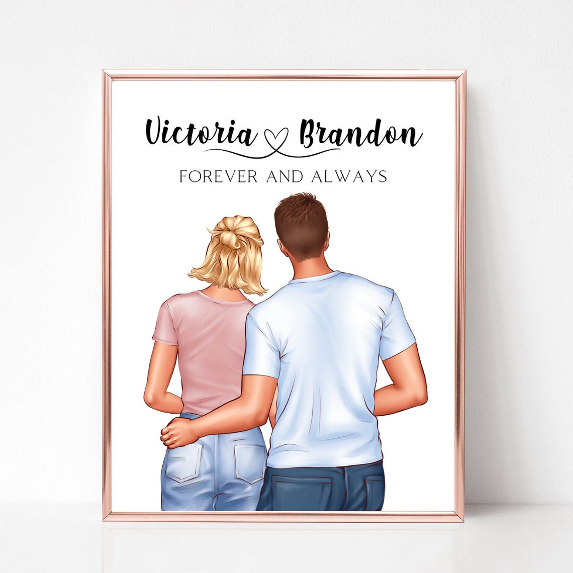 Forever and Always Couple Names Sweet Custom Portrait Poster - Image 3