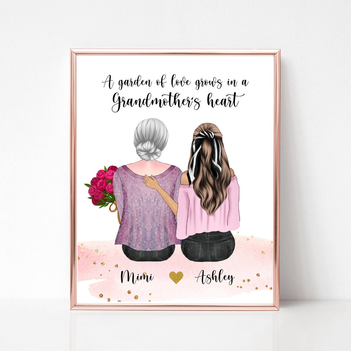 Grandma And Granddaughter Print Custom Mothers Day Gift For Grandma Grandmother Gigi Nana Mimi Birthday Gift From Granddaughter