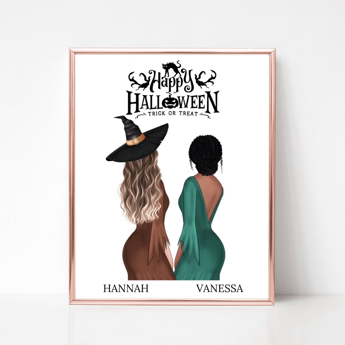 Happy Halloween Witches Trick Or Treat Best Friends Gift Poster
