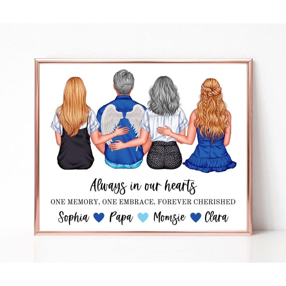 Always In Our Hearts Dad Memorial Portrait Family Keepsake Poster Gift - Image 4