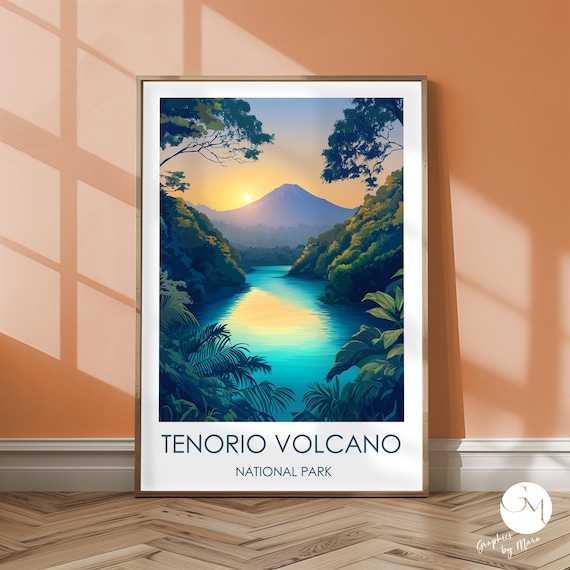 Tenorio Volcano Sunset Costa Rica National Park Travel Poster