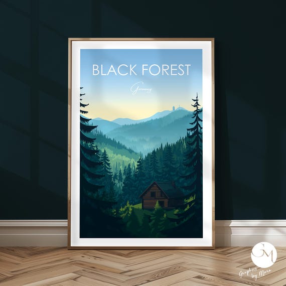 Black Forest Travel Poster, Germany Nature Art