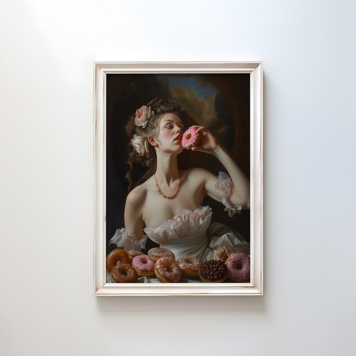 Woman With Donut Portrait, Funny Altered Art