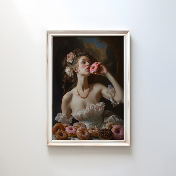 Woman With Donut Portrait, Funny Altered Art