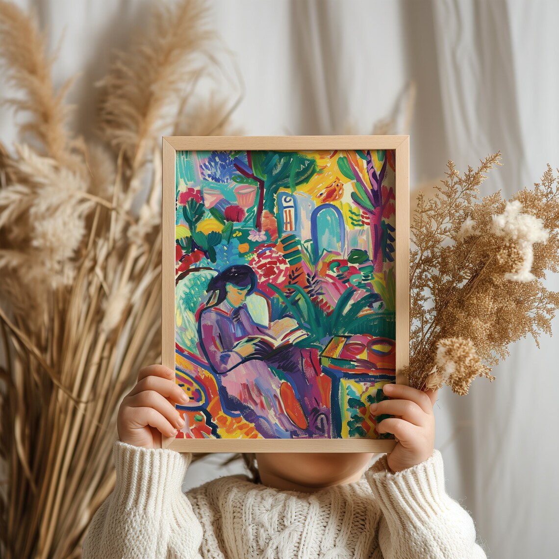 Matisse Inspired Interior With Young Girl, Abstract Fauvism - Image 2