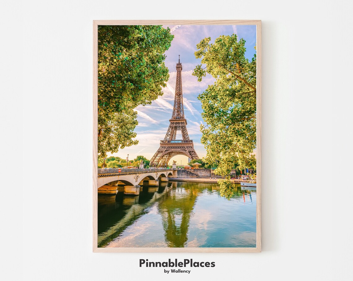 Eiffel Tower Paris Seine River Summer Photography Landmark Photo Print