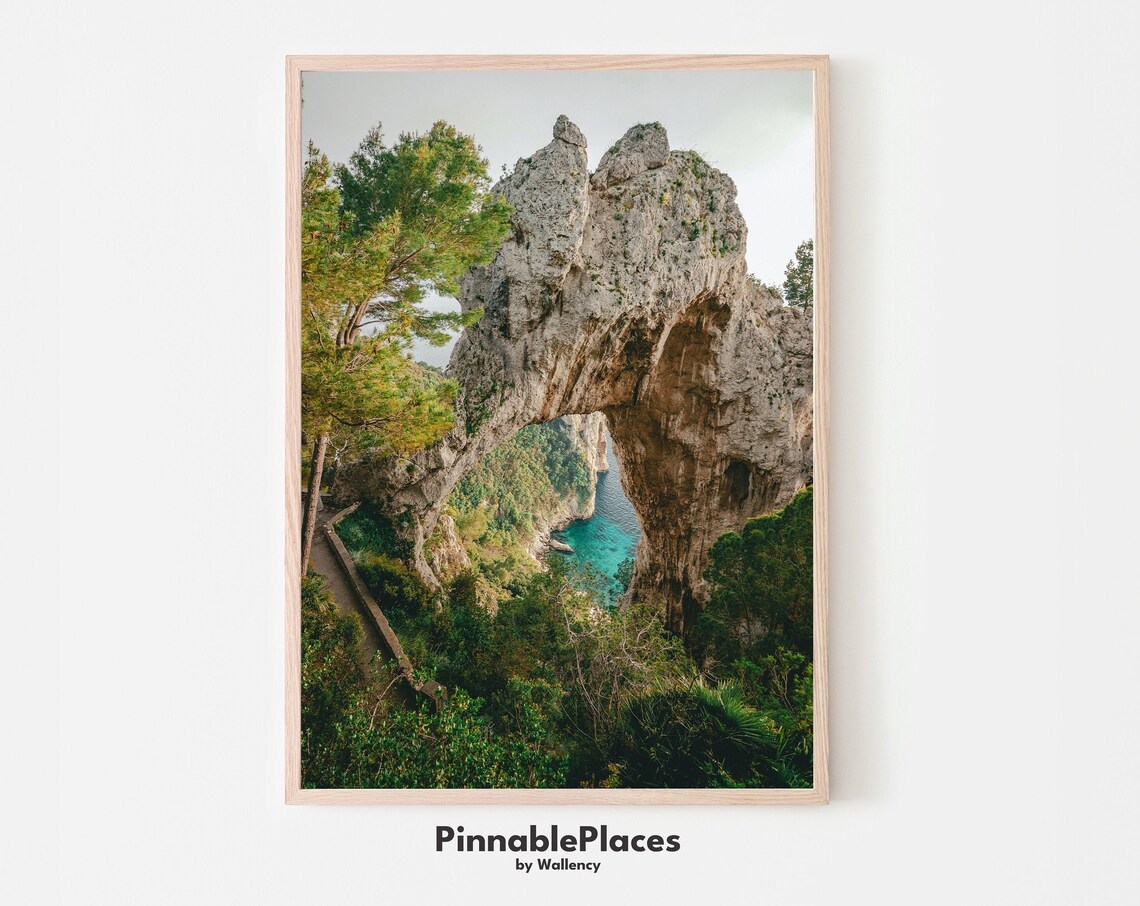 Capri Italy Natural Rock Arch Limestone Coastal Photo Travel Poster