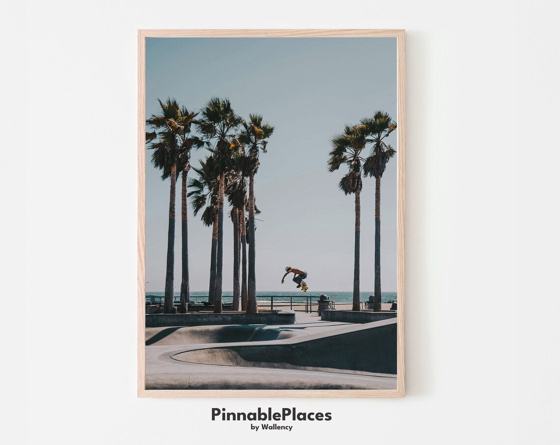 Venice Beach Skateboarder Travel Poster, Photo Print