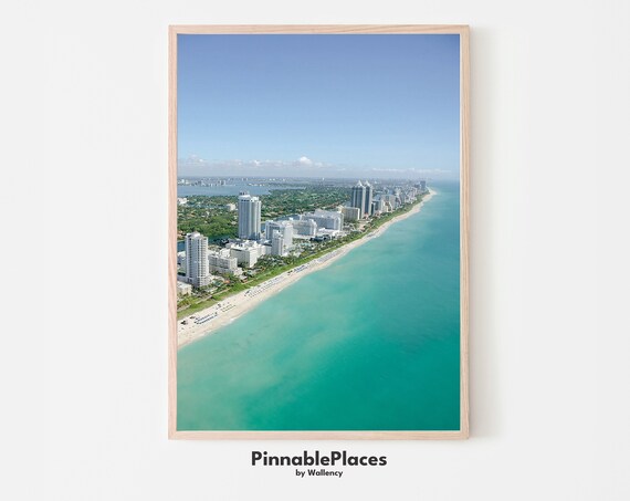 Miami Beach Aerial Turquoise Ocean Coastal City Photography Poster