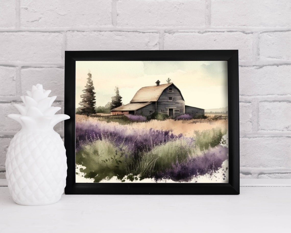 Lavender Fields Landscape Art Print - Image 3