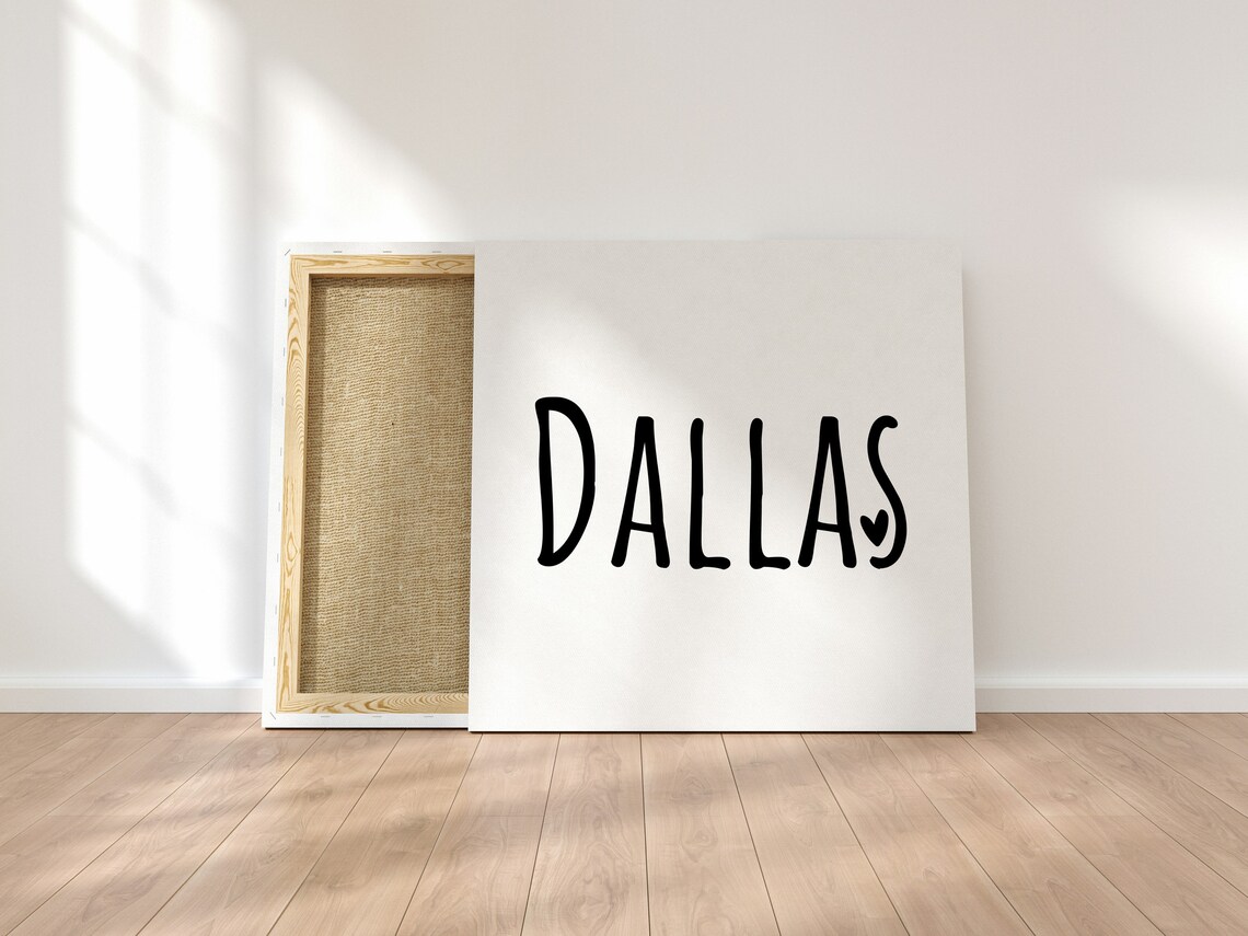 Dallas Heart Typography Minimalist Black White Texas City Love Poster - Image 3