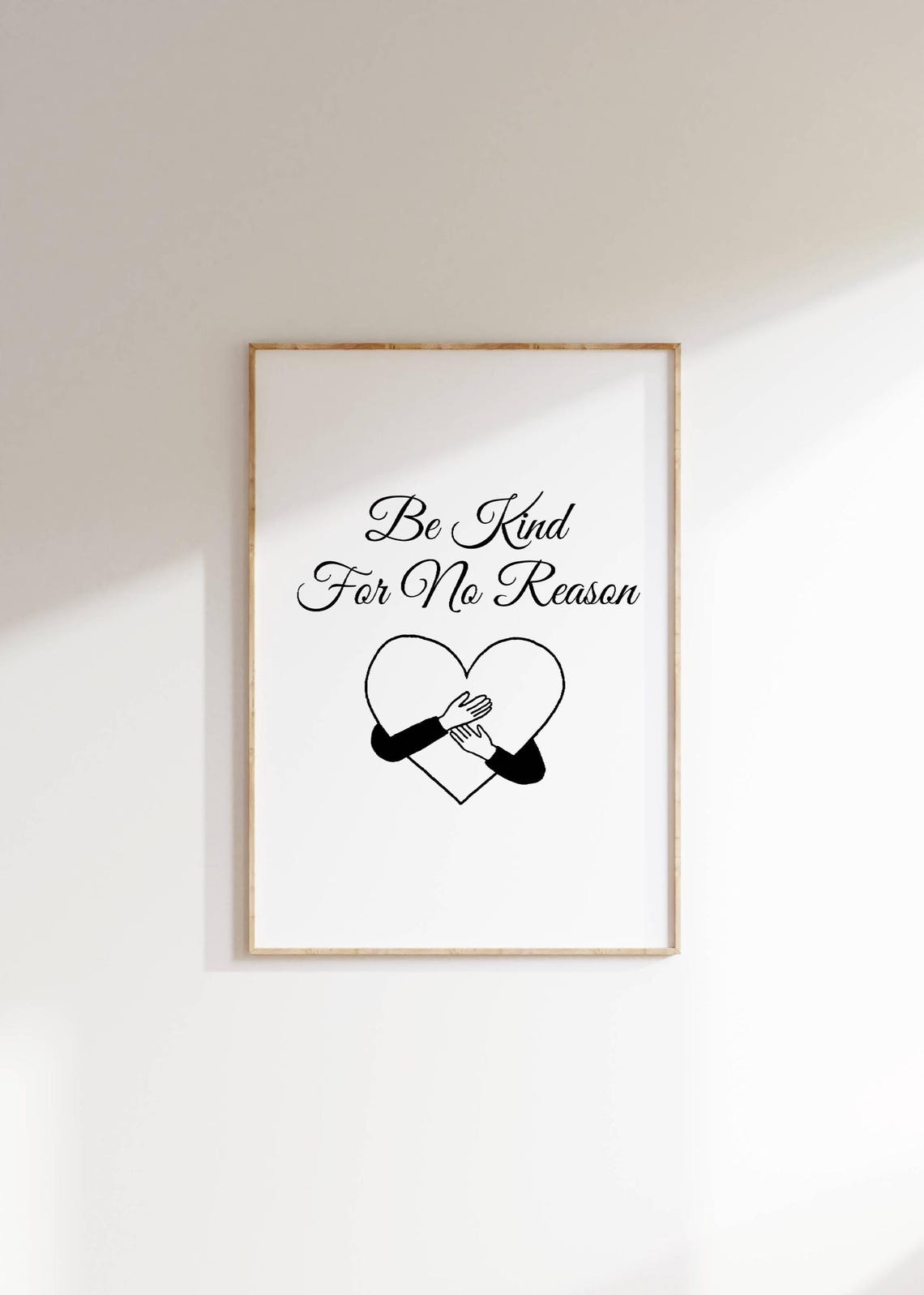 Be Kind For No Reason Quote Poster With Heart Hug Minimalist Line Art - Image 3