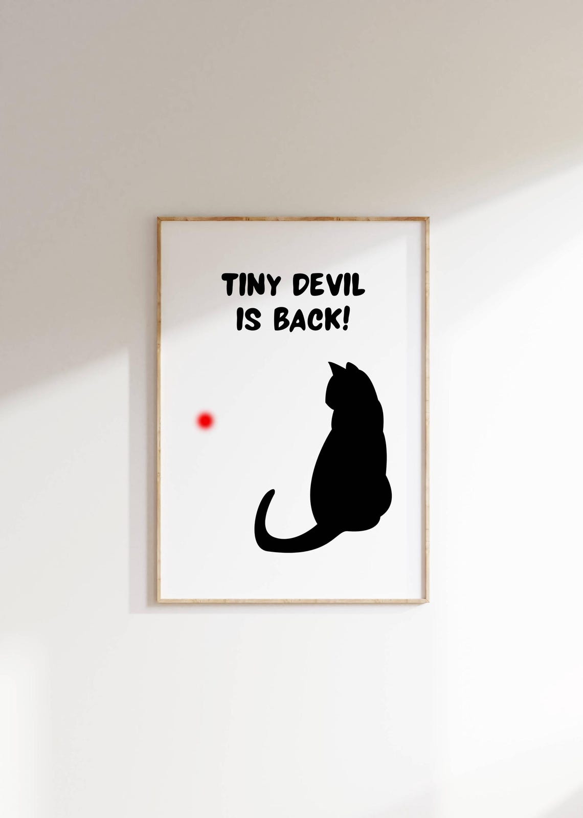 Tiny Devil Is Back Funny Black Cat Minimalist Laser Dot Humor Poster