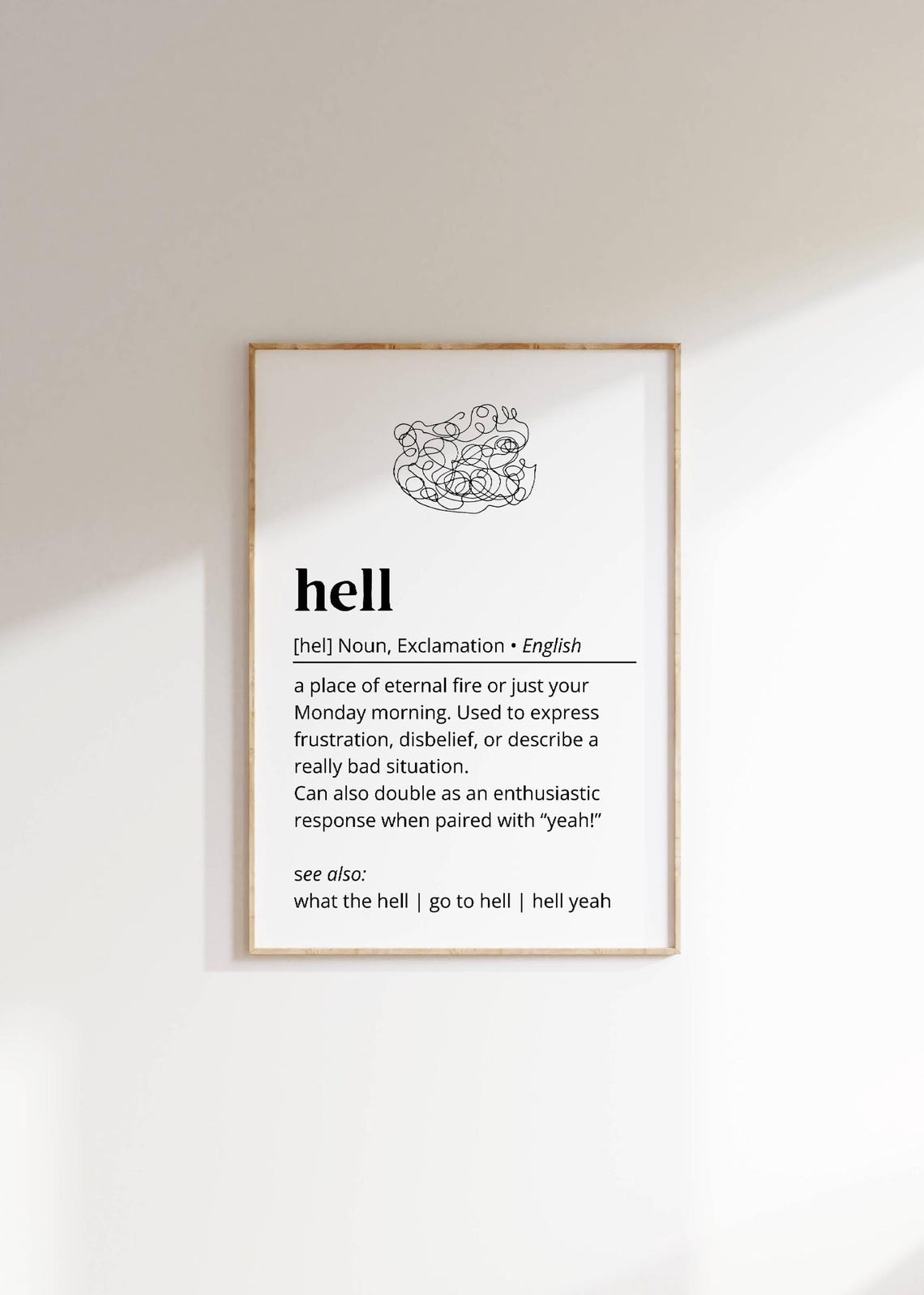 Hell Funny Dictionary Definition Poster Minimalist Quote Decor Art