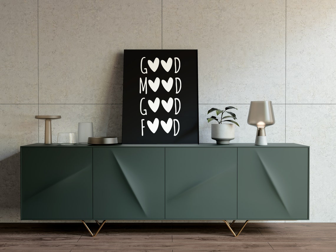 Good Mood Good Food Black Kitchen Heart Letter Typography Poster - Image 3