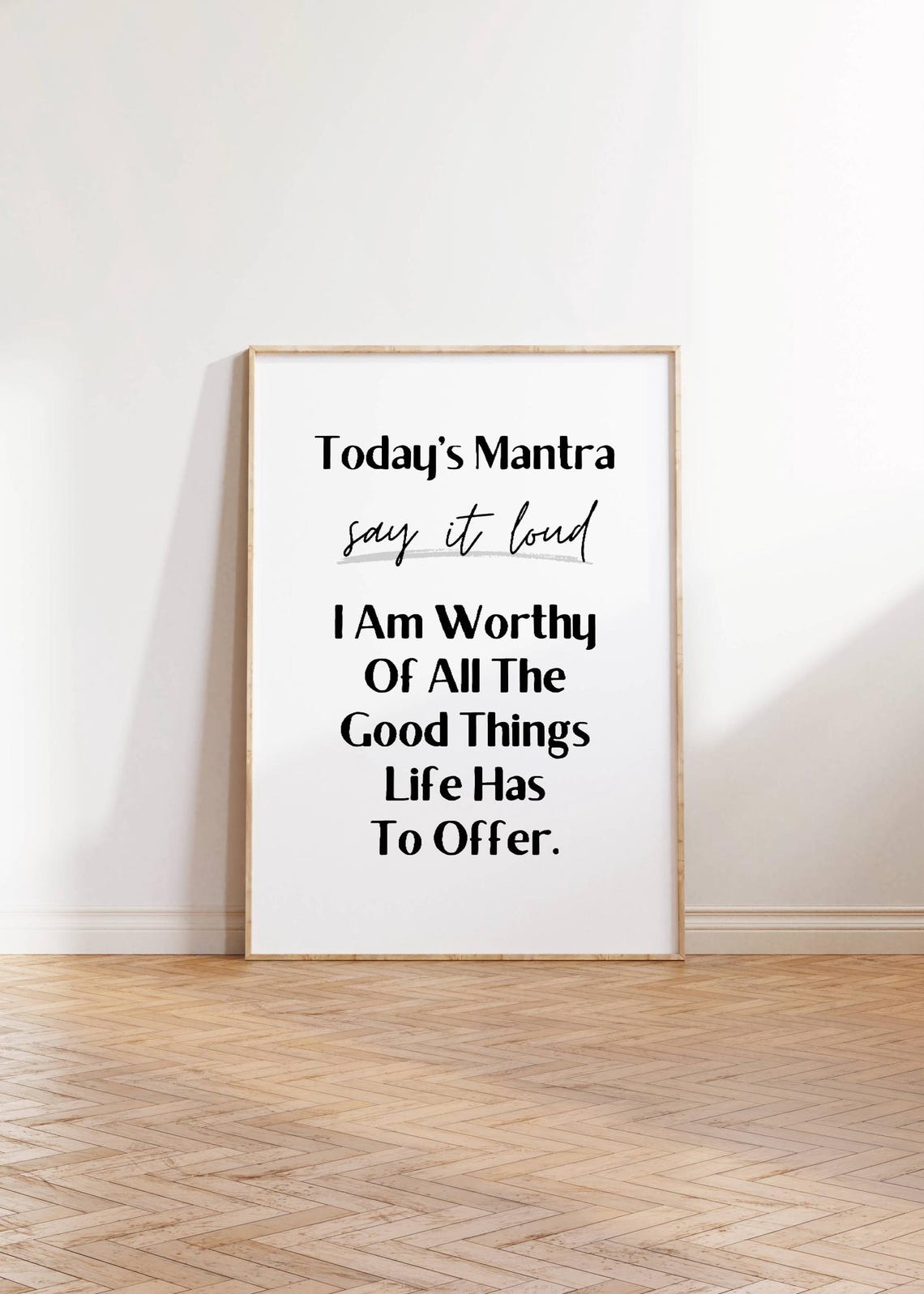 Today's Mantra Positive Affirmation Quote Poster I Am Worthy Decor Art - Image 3