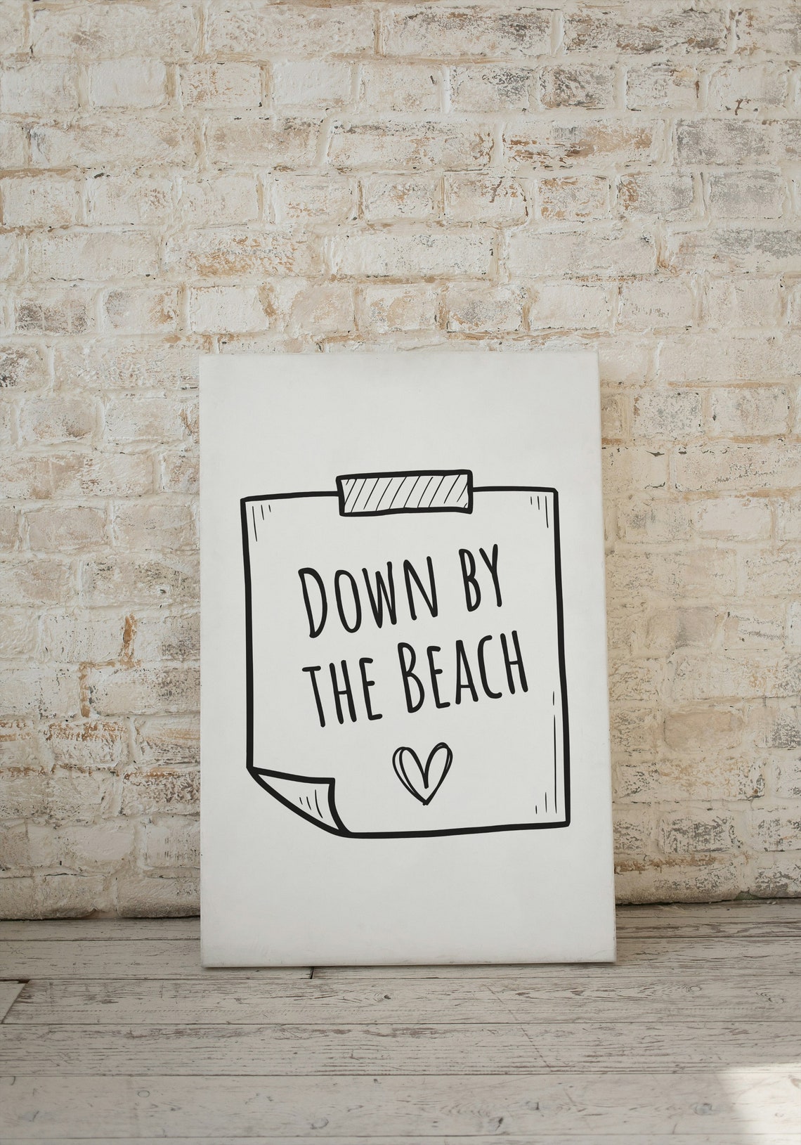Down by the Beach Hand Lettered Heart Note Summer Wall Decor Poster - Image 3