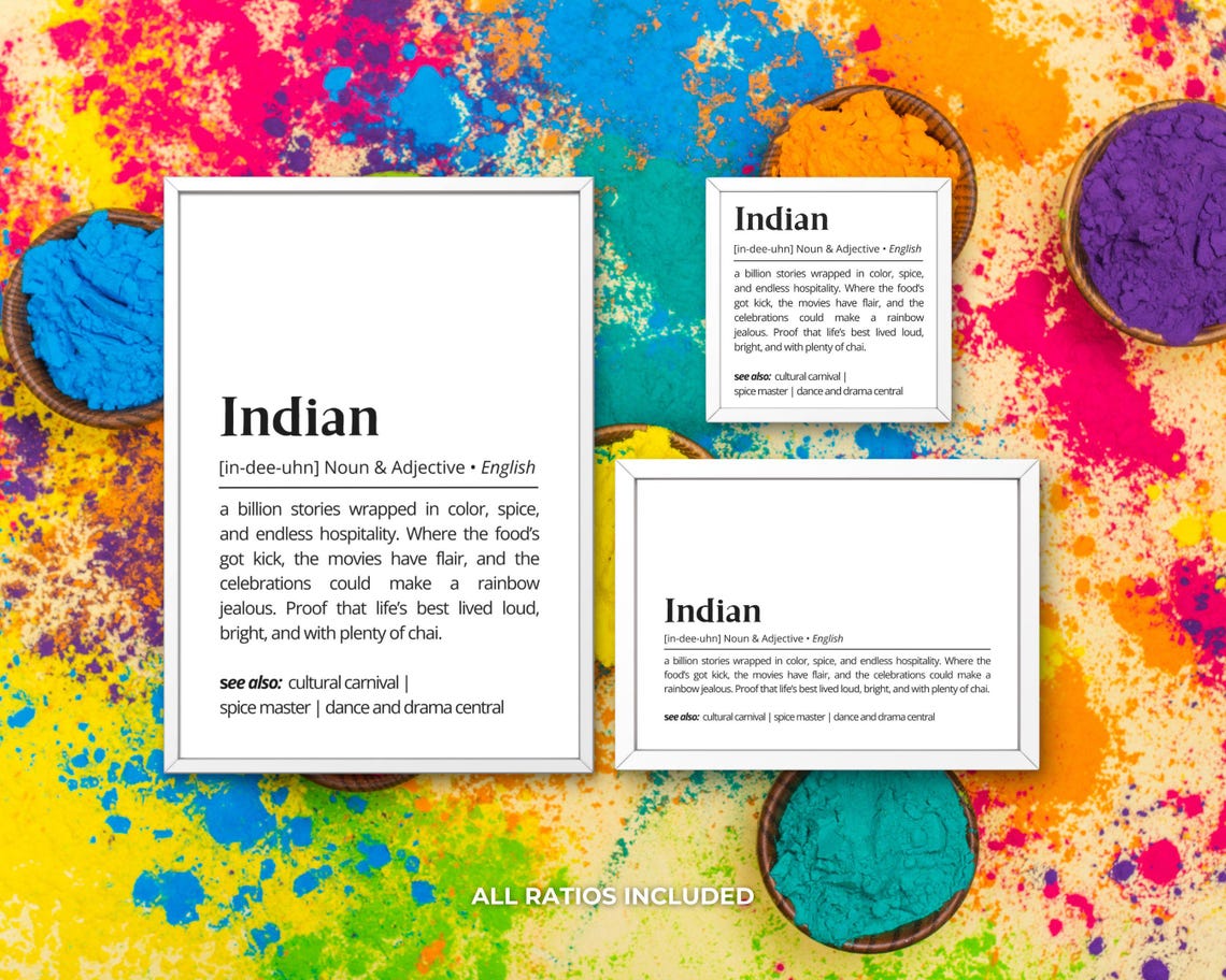 Indian Definition Colorful Culture Celebration Dictionary Wall Art - Image 3