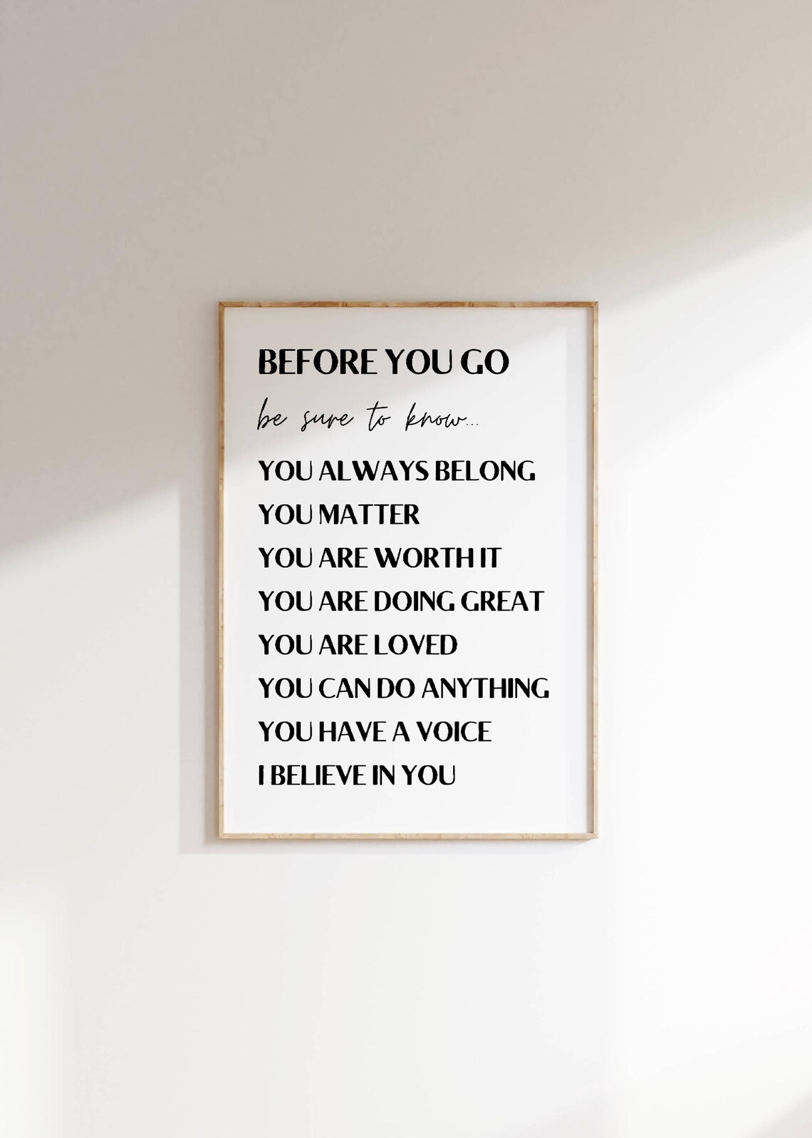 Before You Go Affirmation Art Print, Kids Classroom Decor