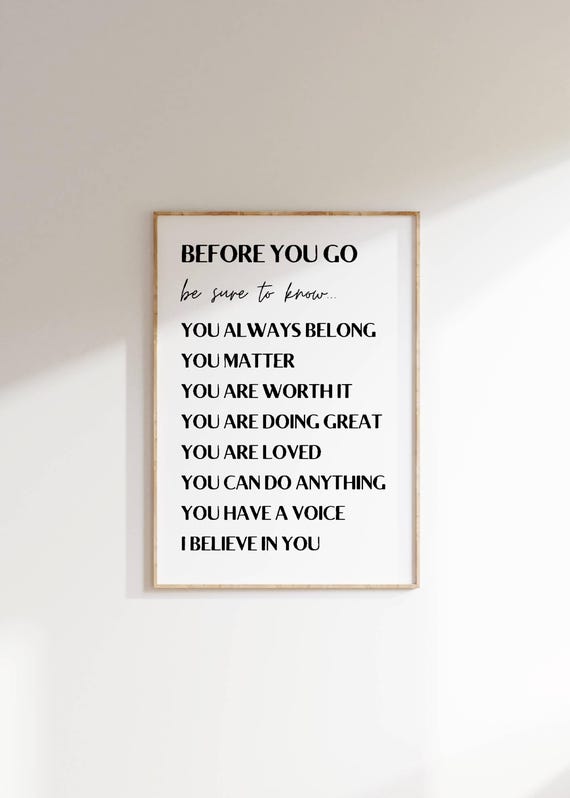 Before You Go Affirmation Art Print, Kids Classroom Decor