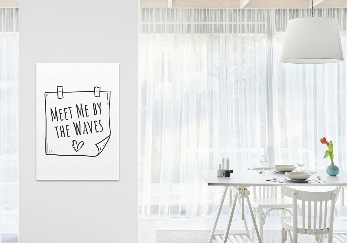 Meet Me by the Waves Hand Lettered Note Summer Wall Decor Poster - Image 2