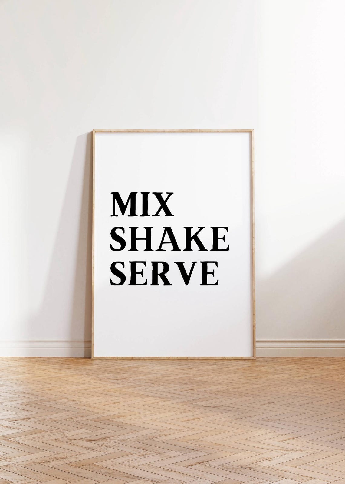 Mix Shake Serve Minimalist Black And White Cocktail Bar Poster - Image 3