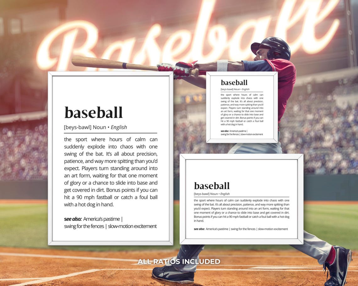Baseball Funny Dictionary Definition Poster for Fans Gag Gift - Image 3