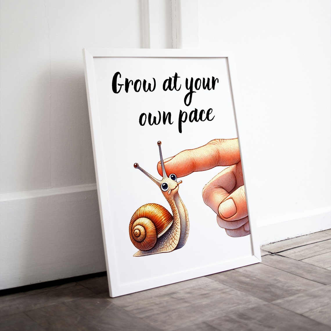 Grow At Your Own Pace Cute Snail Nursery Inspirational Wall Poster - Image 2