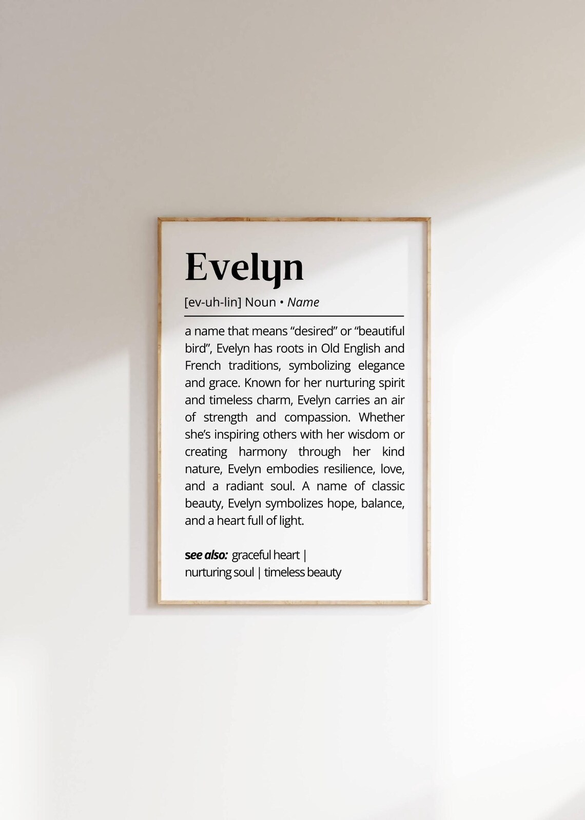 Evelyn Name Meaning Personalized Minimalist Art Print
