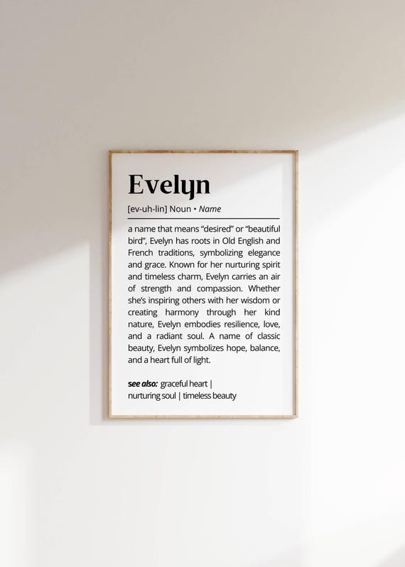 Evelyn Name Meaning Personalized Minimalist Art Print