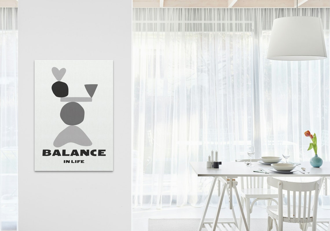 Balance in Life Abstract Shapes White Background Modern Minimal Poster - Image 3