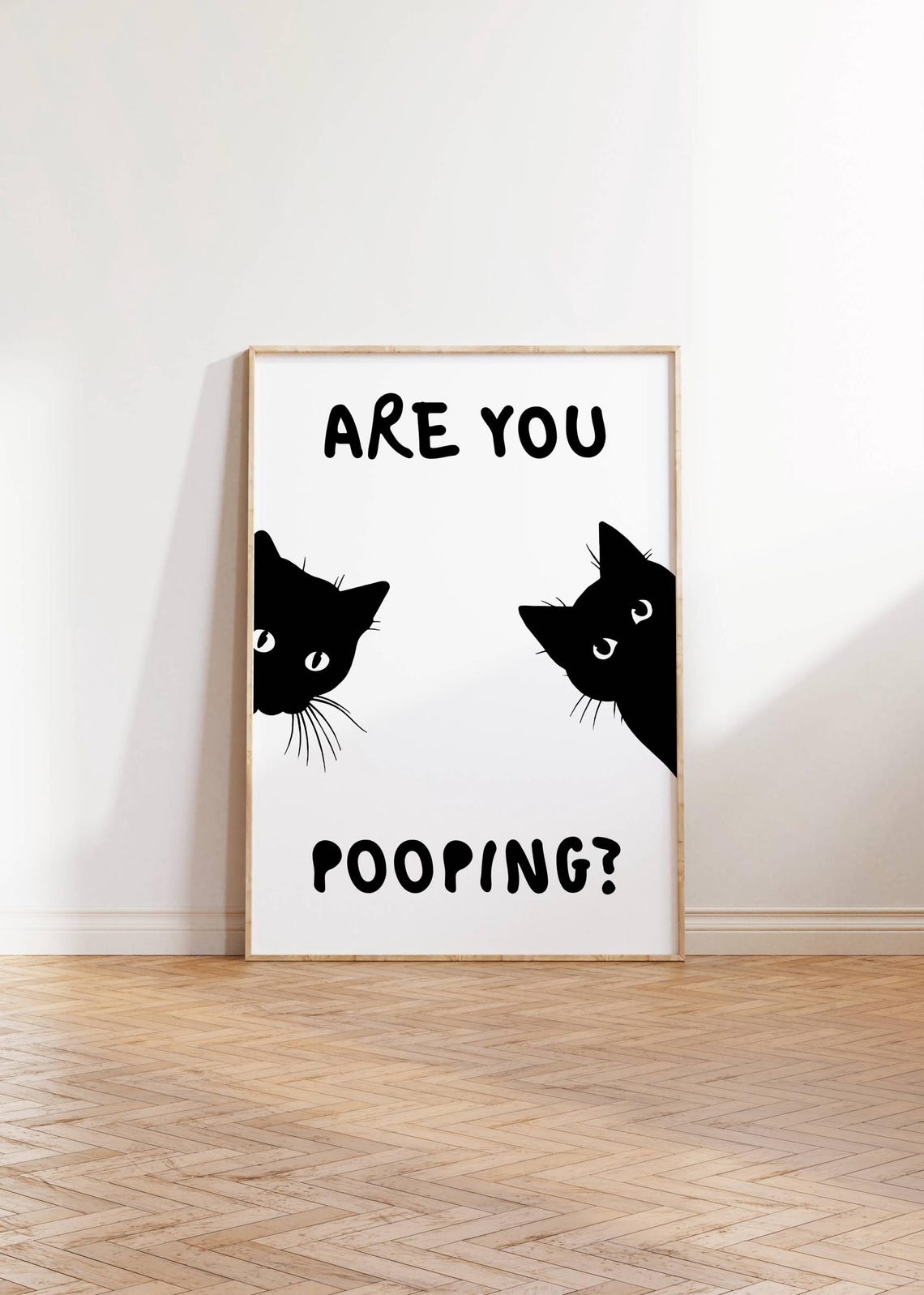 Are You Pooping Silly Black Cat Bathroom Humor Peek Funny Poster