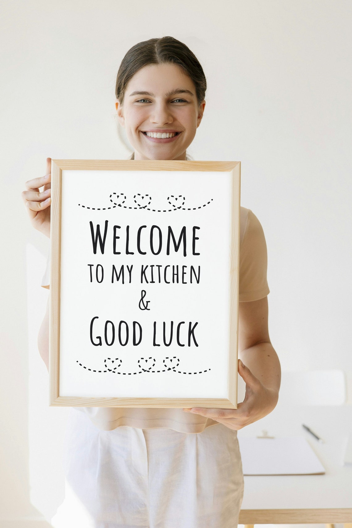 Welcome to My Kitchen and Good Luck Funny Kitchen Typography Poster - Image 2
