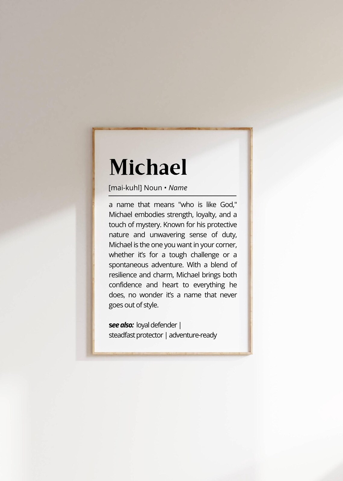 Michael Name Meaning Typography Nursery Art Print