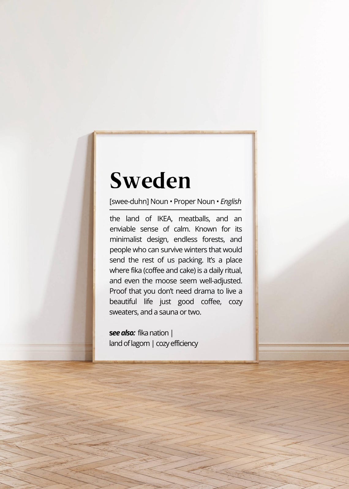 Sweden Definition Wall Art Scandinavian Minimalist Print Fika Lifestyle Poster Cozy Nordic Decor Humor Swedish Culture Art Typography As Art - Image 2
