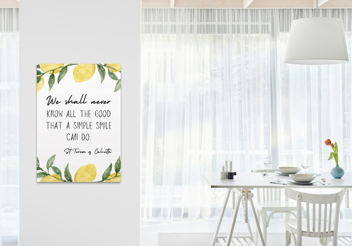 Simple Smile Can Do Good St Teresa Calcutta Lemon Watercolor Quote Poster - Image 3