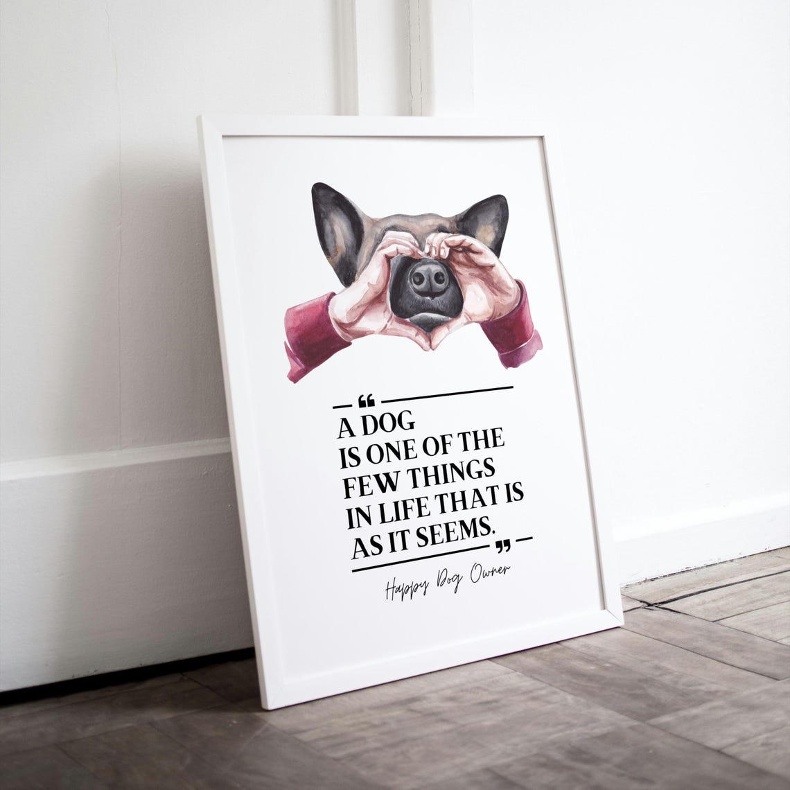 Modern Watercolor Dog Nose Heart Hands Pet Lover Quote Poster - Image 2