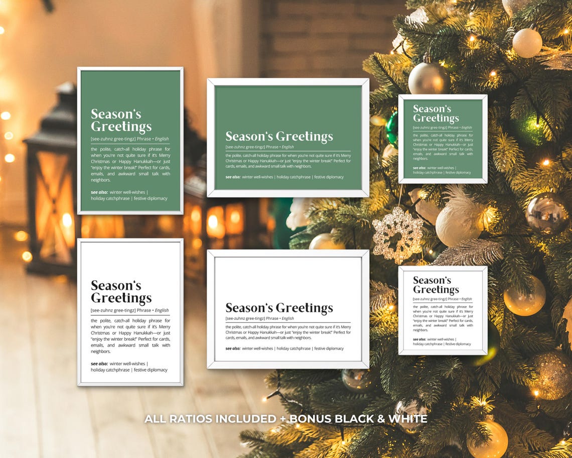 Season's Greetings Definition Polite Holiday Catch All Phrase Poster - Image 3