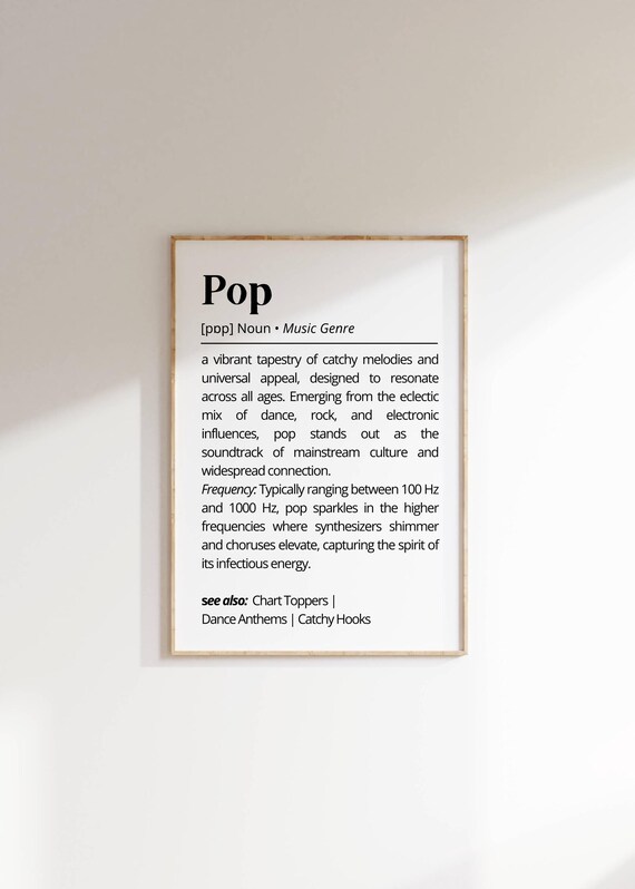 Pop Music Genre Definition Dictionary Meaning Minimalist Poster