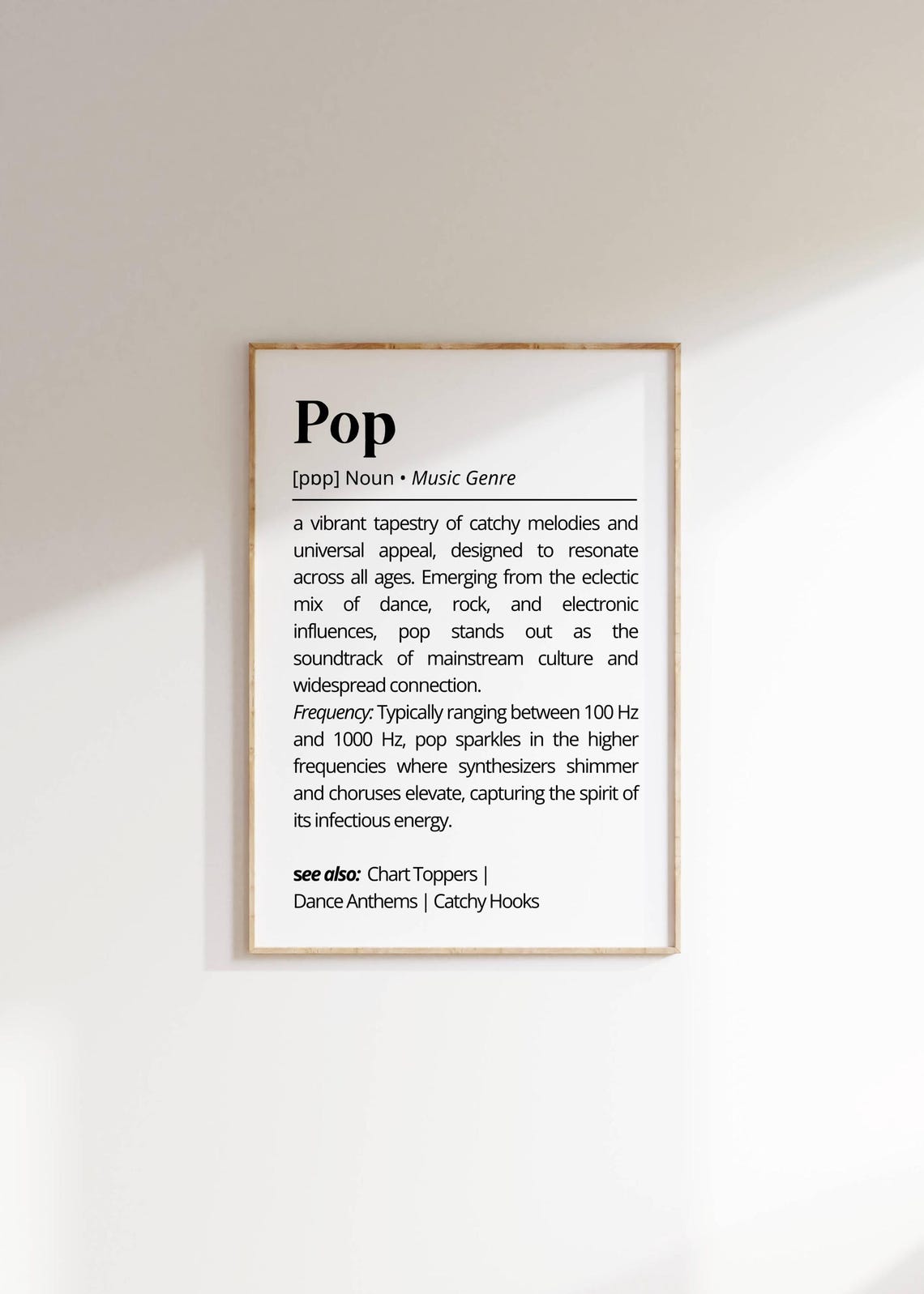 Pop Music Genre Definition Dictionary Meaning Minimalist Poster