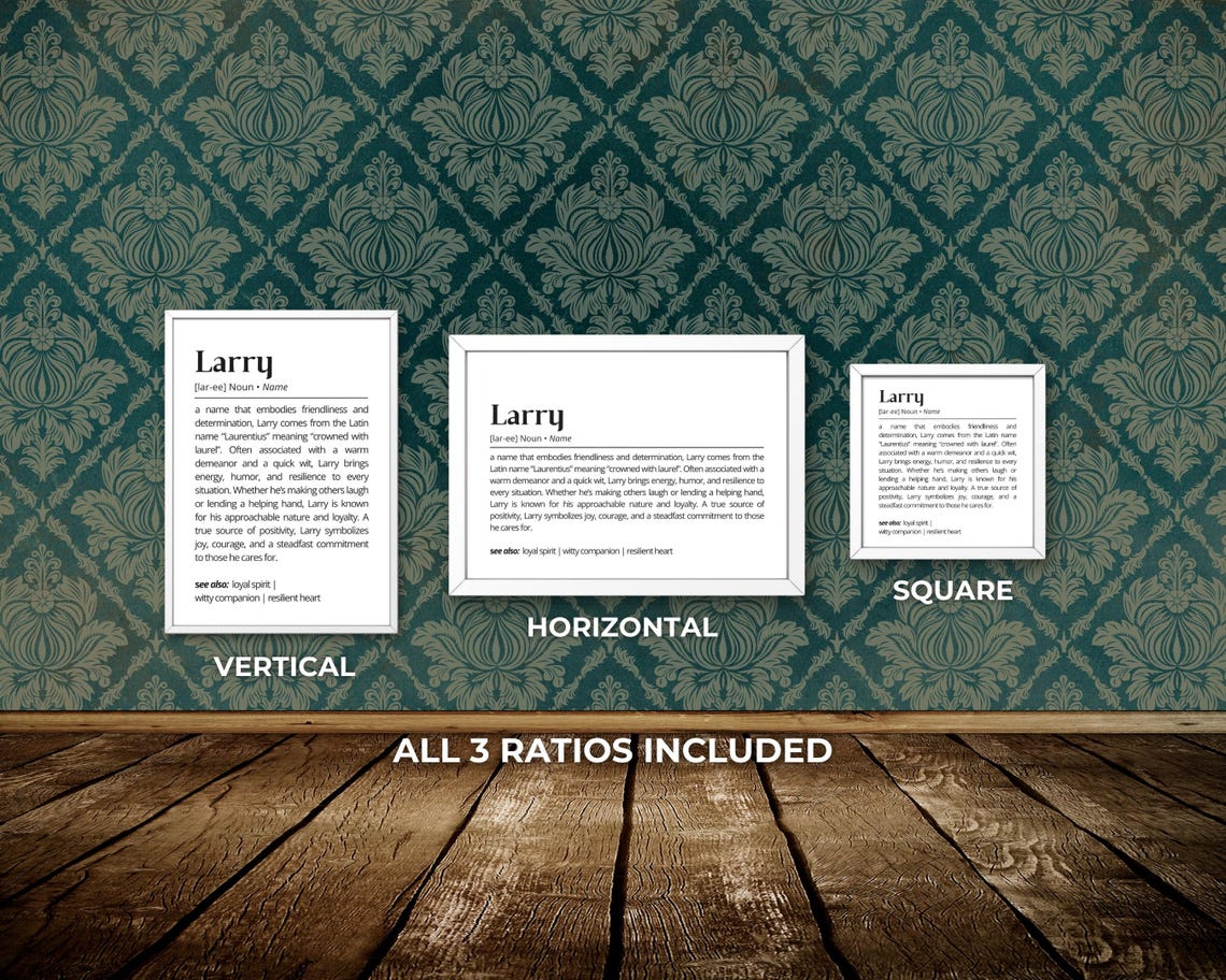 Larry Name Definition Wall Art Personalized Typography Gift Name Meaning Poster Positive Home Decor Gift For Him Friends Family - Image 3
