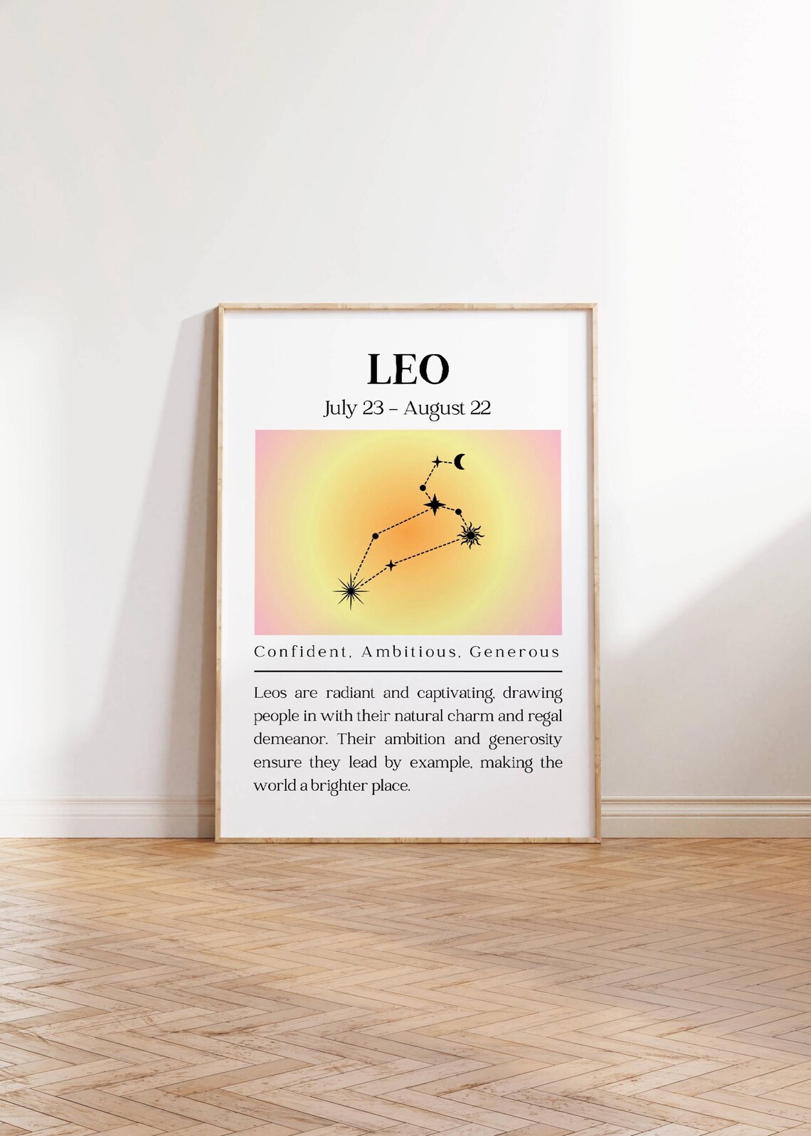 Leo Zodiac Constellation Star Sign Poster July August Astrology Decor - Image 3