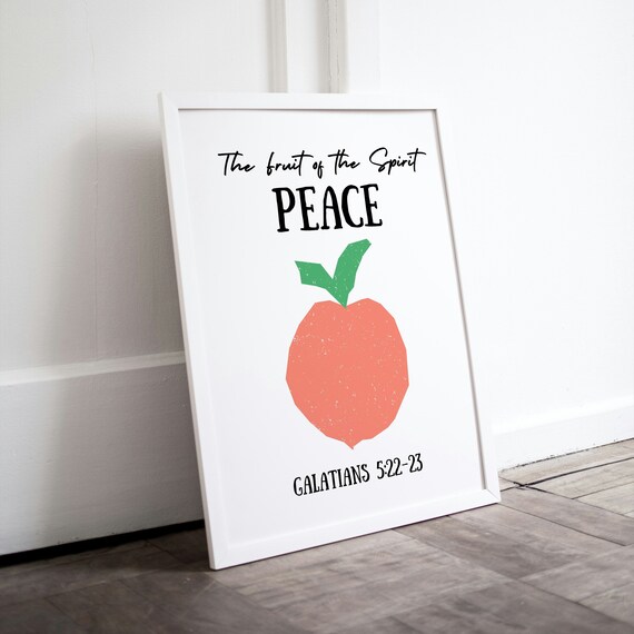 Fruit of the Spirit Peace Orange Fruit Bible Verse Wall Decor Poster