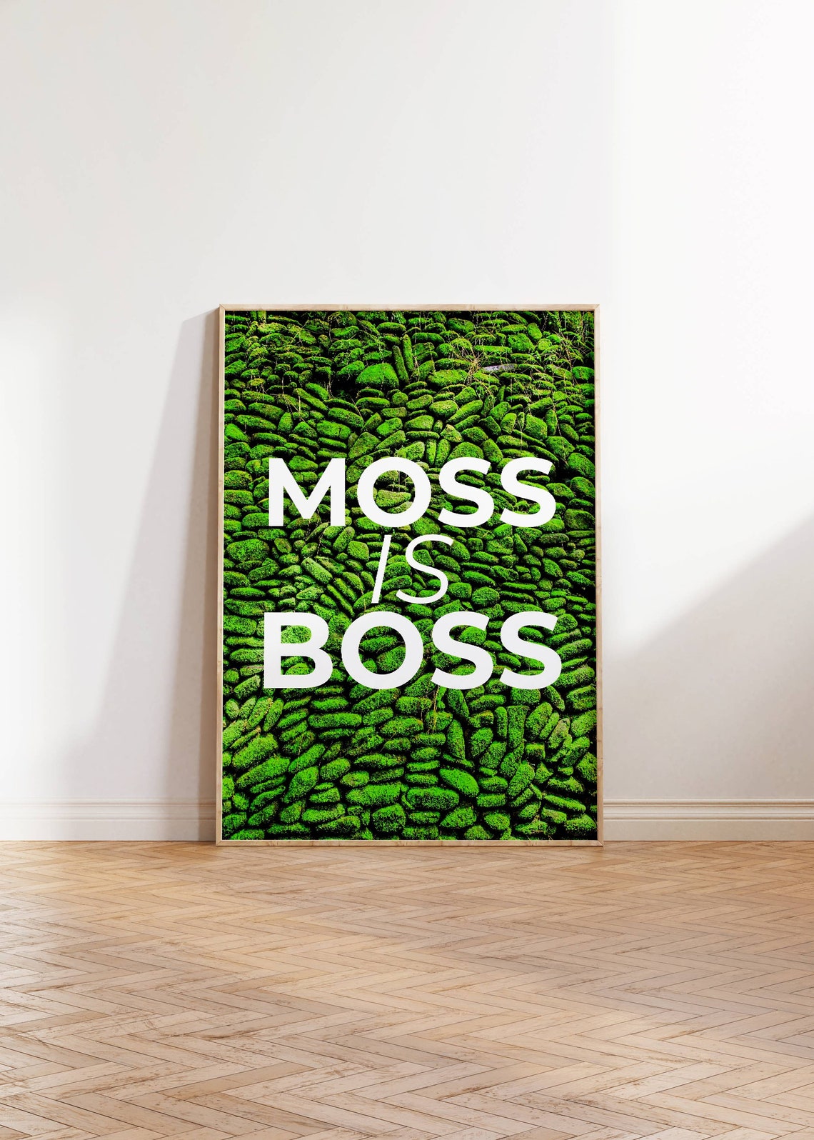 Moss Is Boss White Text Green Moss Texture Funny Wall Poster - Image 3